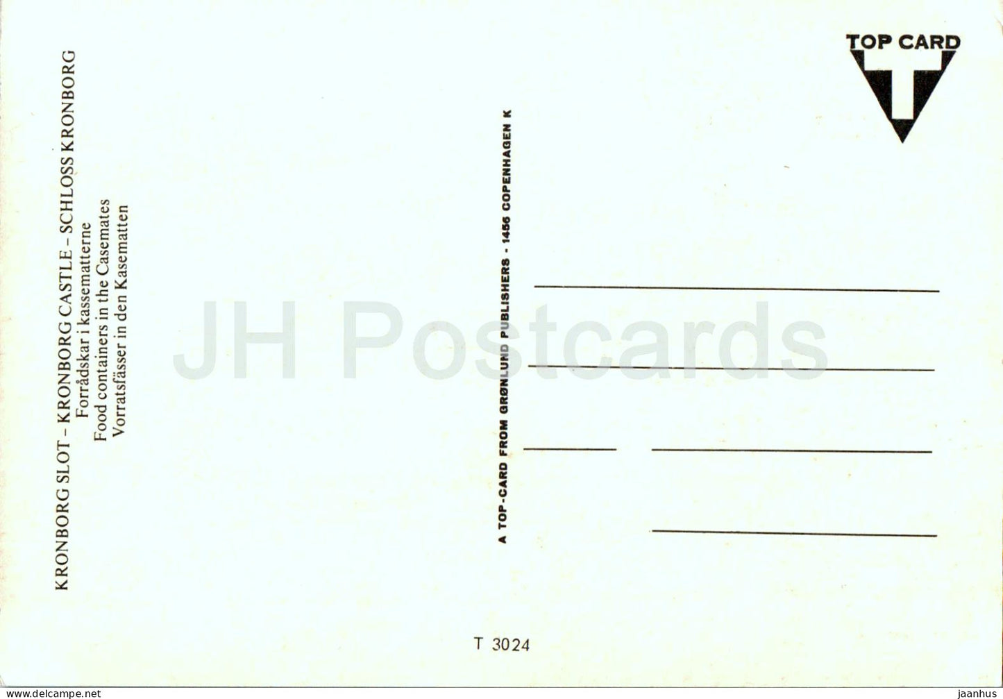 Kronborg Slot - Forradskar i kassematterne - Food containers in the Casemates - castle - T 3024 - Denmark - unused
