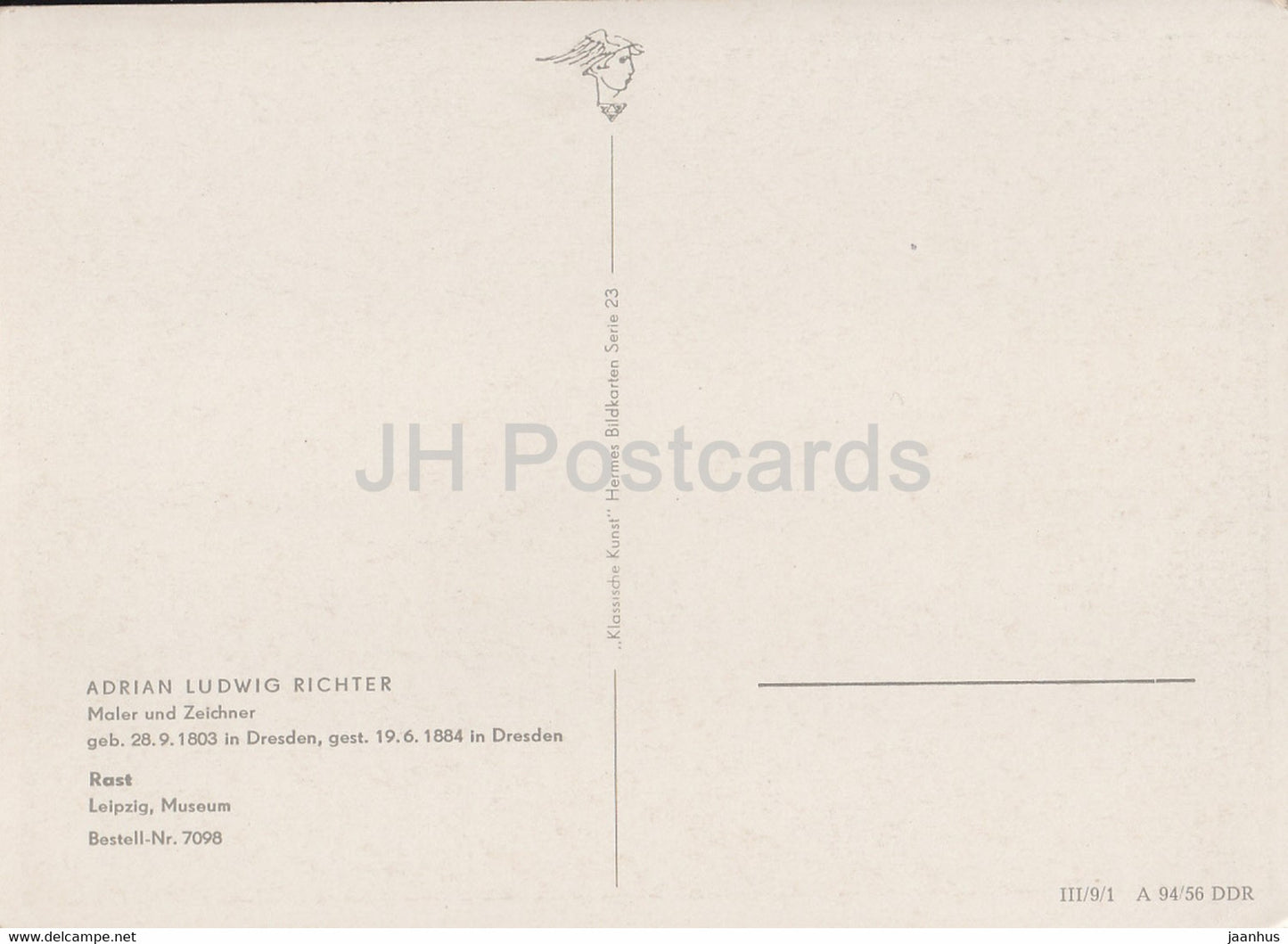 painting by Ludwig Richter - Rast - The Rest - 7098 - German art - Germany DDR - unused