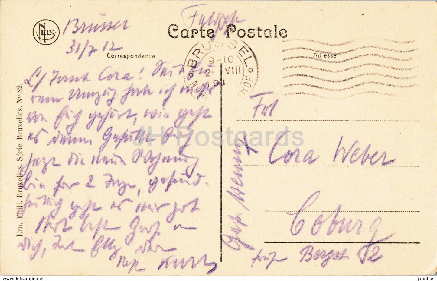 Bruxelles - Brussels - Square du Mont des Arts - 82 - old postcard - 1912 - Belgium - used