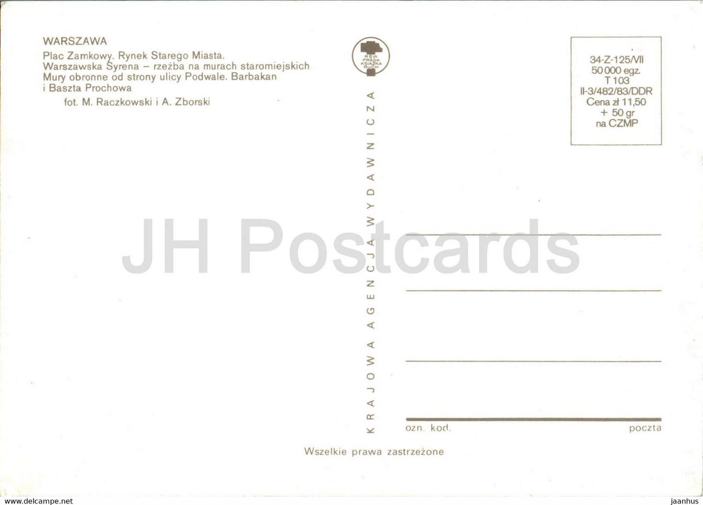 Warsaw - Warszawa - Stare Miasto - Plac Zamkowy - Rynek Starego Miasta - Warszawska Syrena - car - Poland - unused