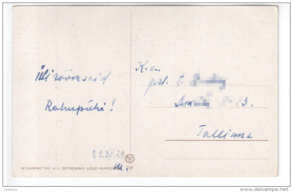 illustration by Arnold Böcklin - Summer Day - kids swim - circulated in Estonia 1929 - used - JH Postcards