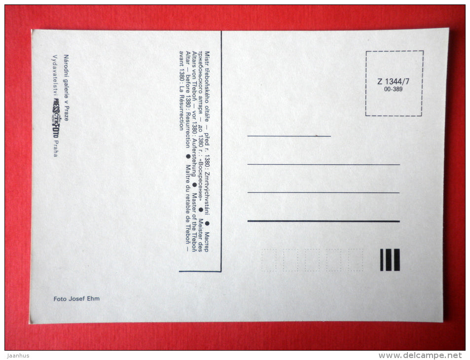 Master of the Trebon Altar , before 1380 , Resurrection , Jesus - Czech Gothic Art - Czechoslovakia - unused - JH Postcards