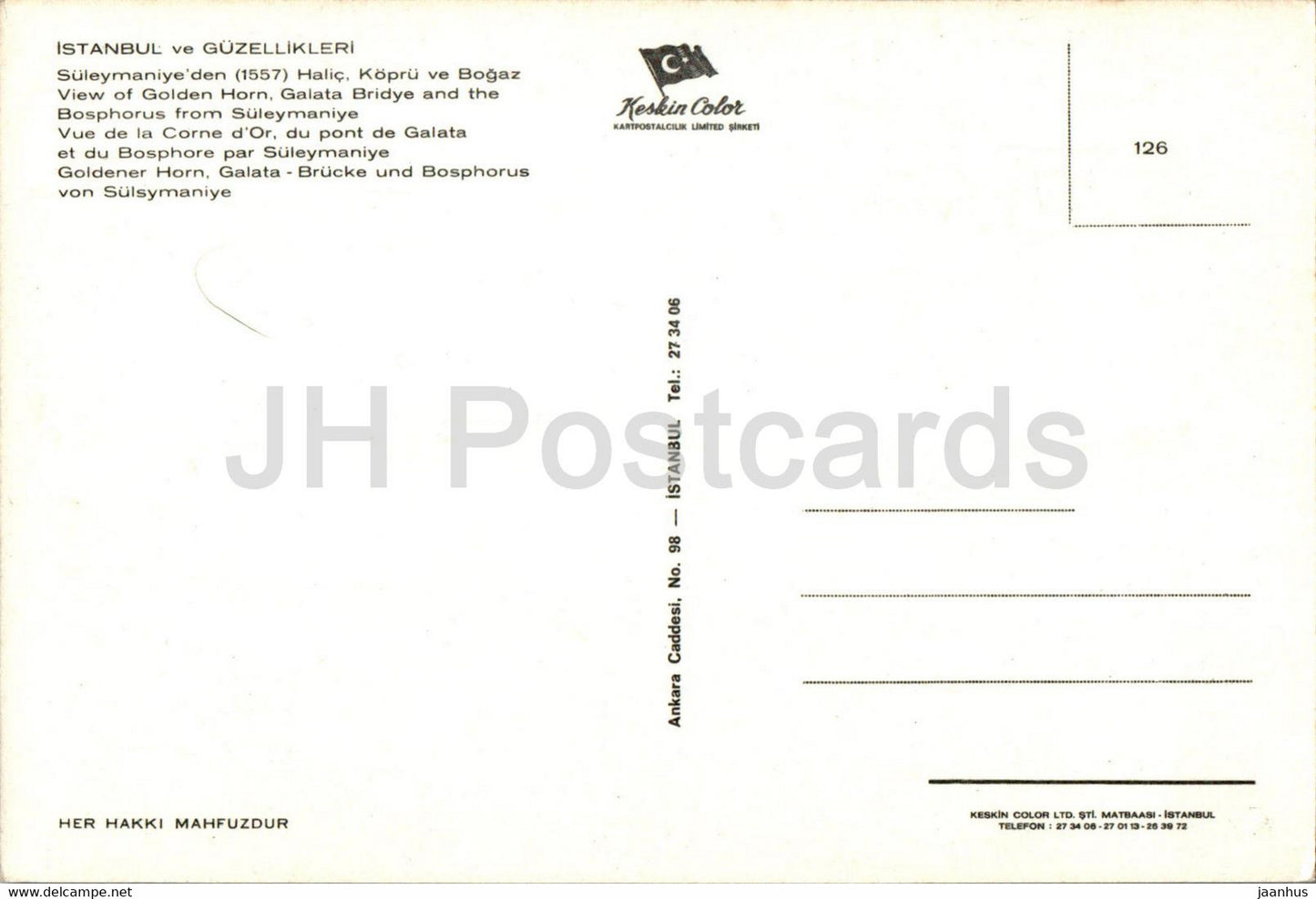 Istanbul - View of Golden Horn Galata Bridge and the Bosphorus - 126 - Turkey - unused