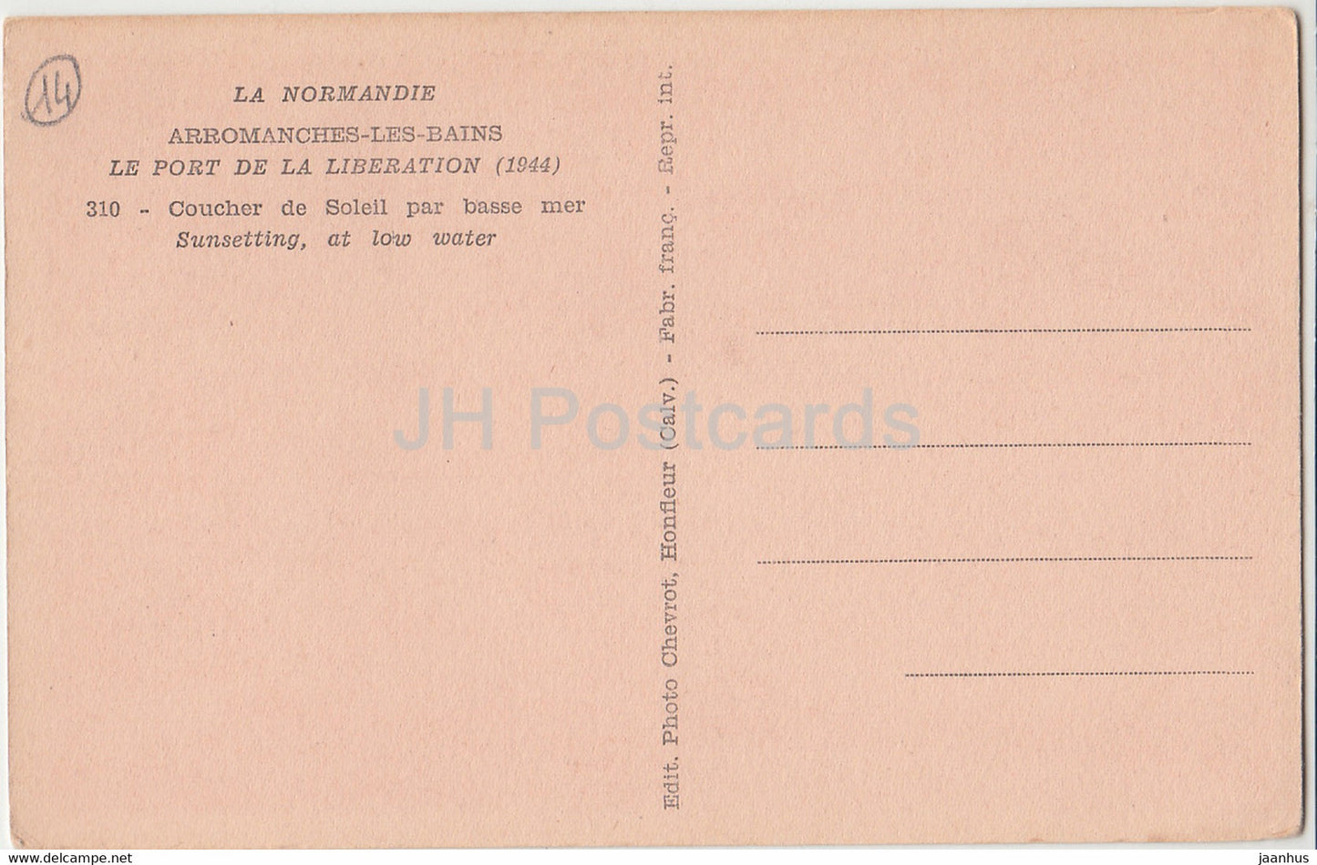 Arromanches les Bains - Le Port de la Liberation 1944 - old postcard - France - unused