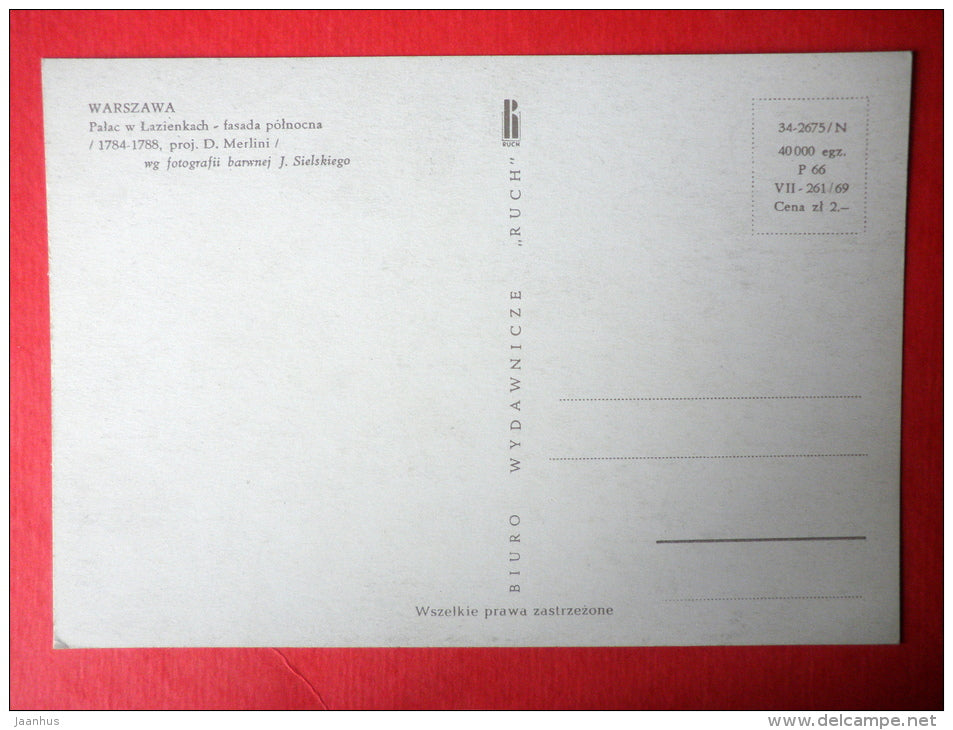 Palace Baths , facade - Warszawa - Warsaw - Poland - unused - JH Postcards