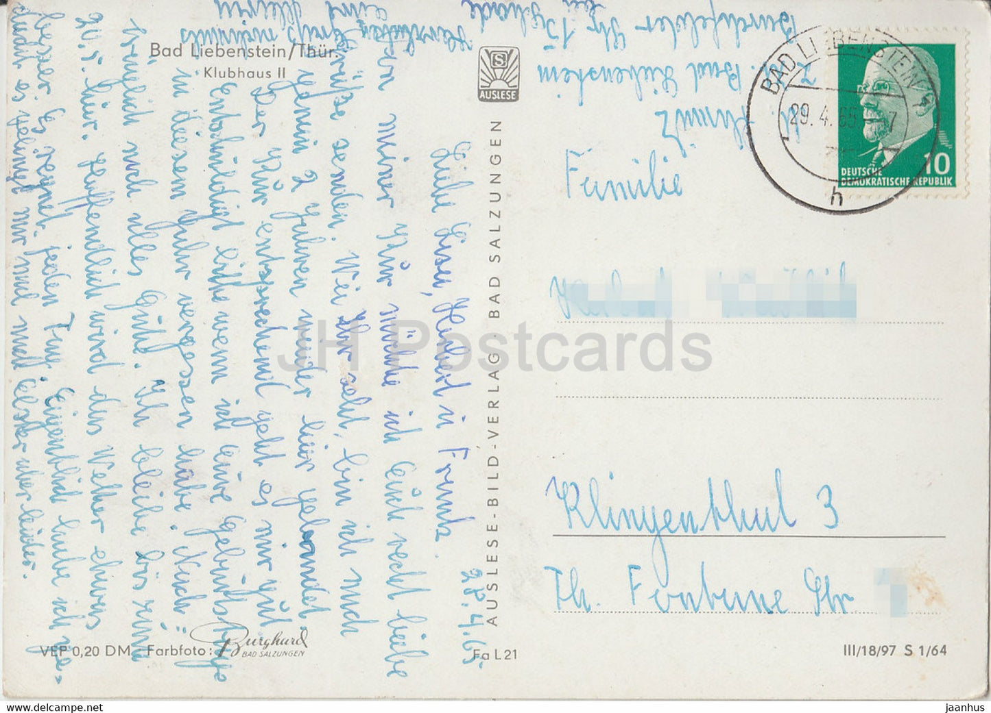 Bad Liebenstein - Klubhaus II - 1965 - Deutschland DDR - gebraucht