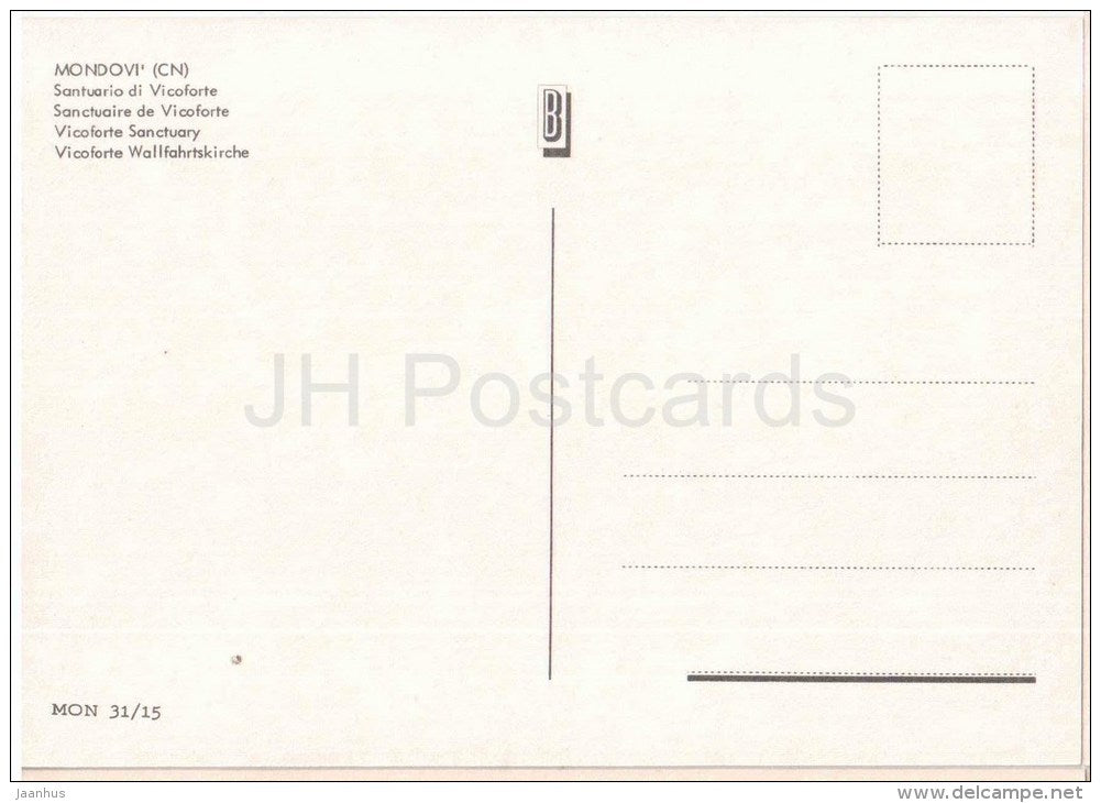 Santuario di Vicoforte - Sanctuary - Mondovi - Cuneo - Piemonte - MON 31/15 - Italia - Italy - unused - JH Postcards