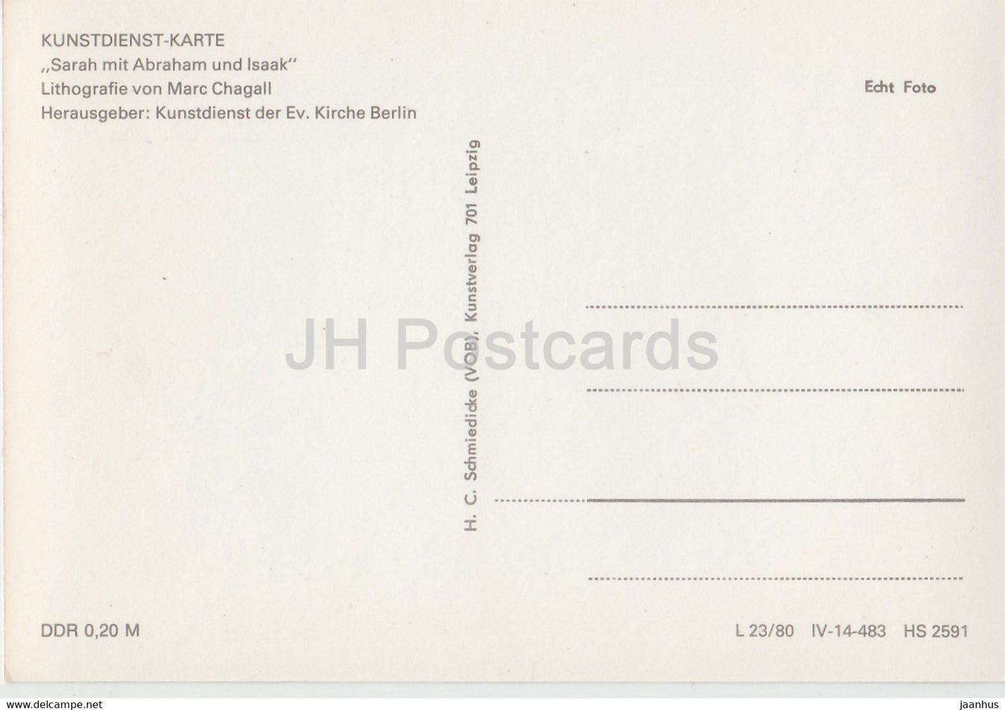 Gemälde von Marc Chagall – Sarah mit Abraham und Isaak – Russische Kunst – Deutschland DDR – unbenutzt