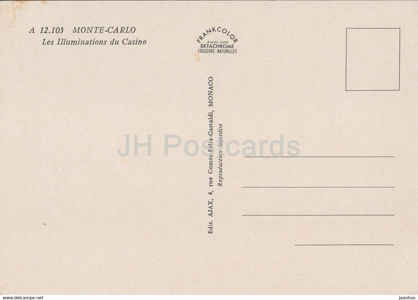 Monte Carlo - Les Illuminations du Casino - car - Monaco - unused