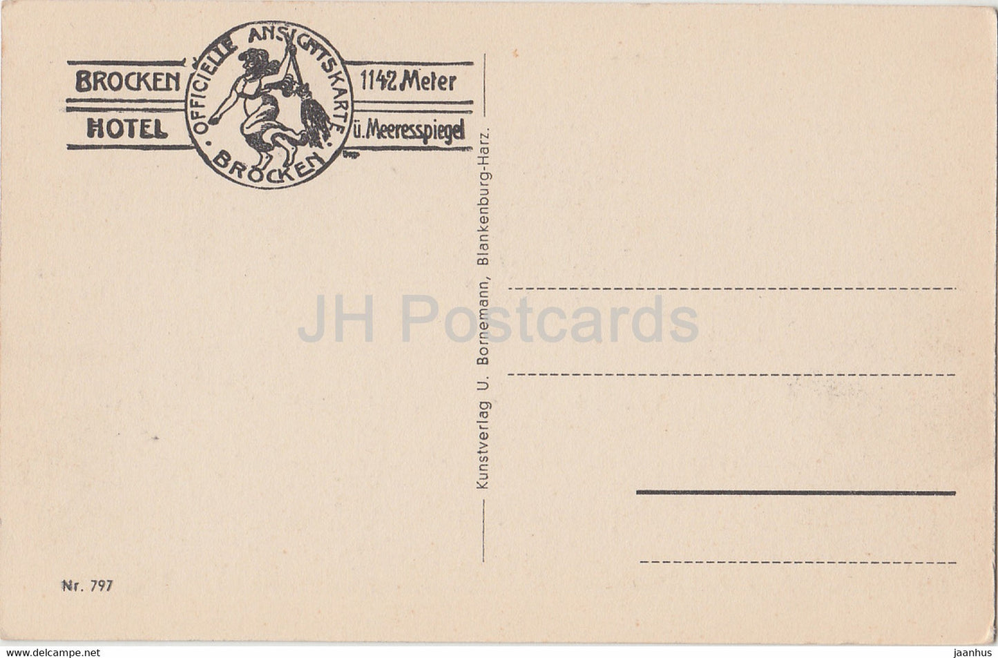 Der Brocken 1142 m - Brocken Hotel - 797 - alte Postkarte - Deutschland - unbenutzt