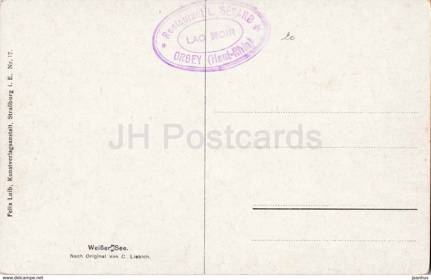 Weisser See - Gemälde von C. Liebich - deutsche Kunst - alte Postkarte - Frankreich - unbenutzt