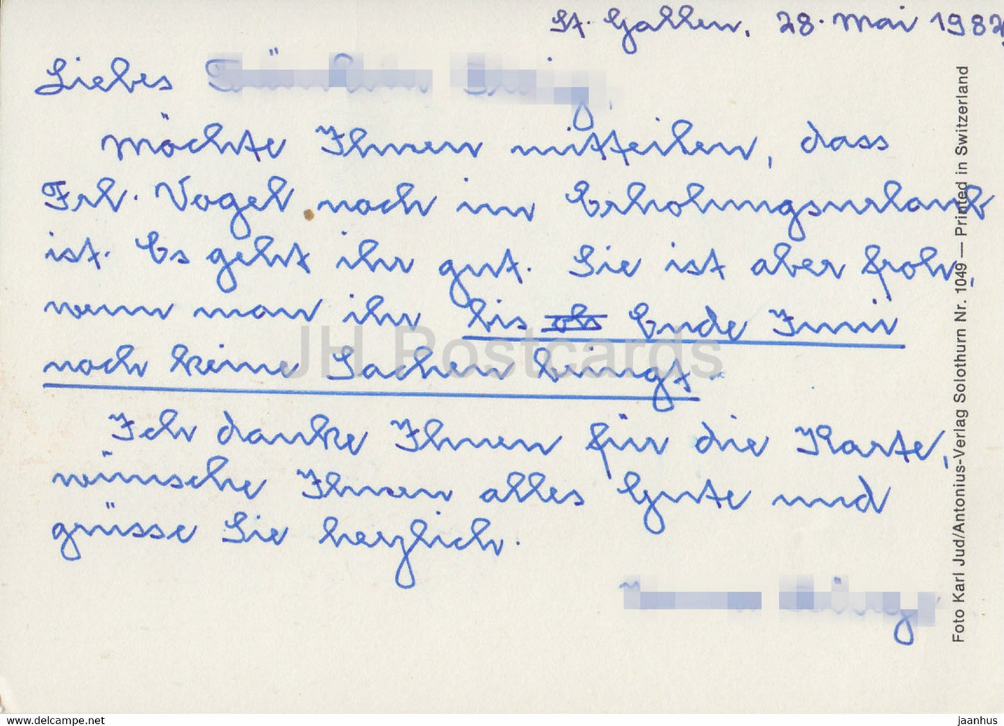 Sea View - birds - swan - 1982 - Switzerland - used