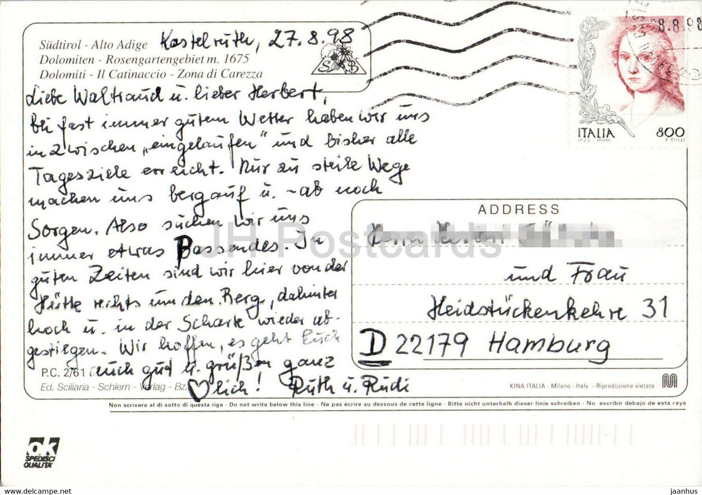 Rosengarten - Catinaccio - Dolomiti - Zona di Carezza - 1998 - Italy - used