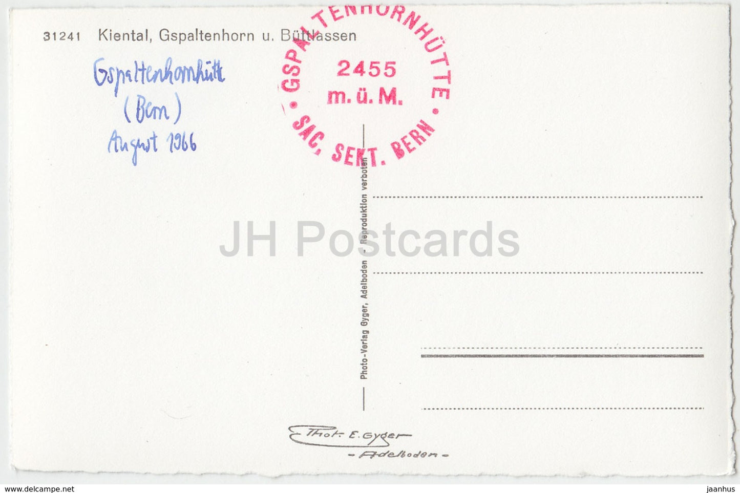 Kiental - Gspaltenhorn u. Buttlassen - 31241 - Schweiz - 1966 - gebraucht