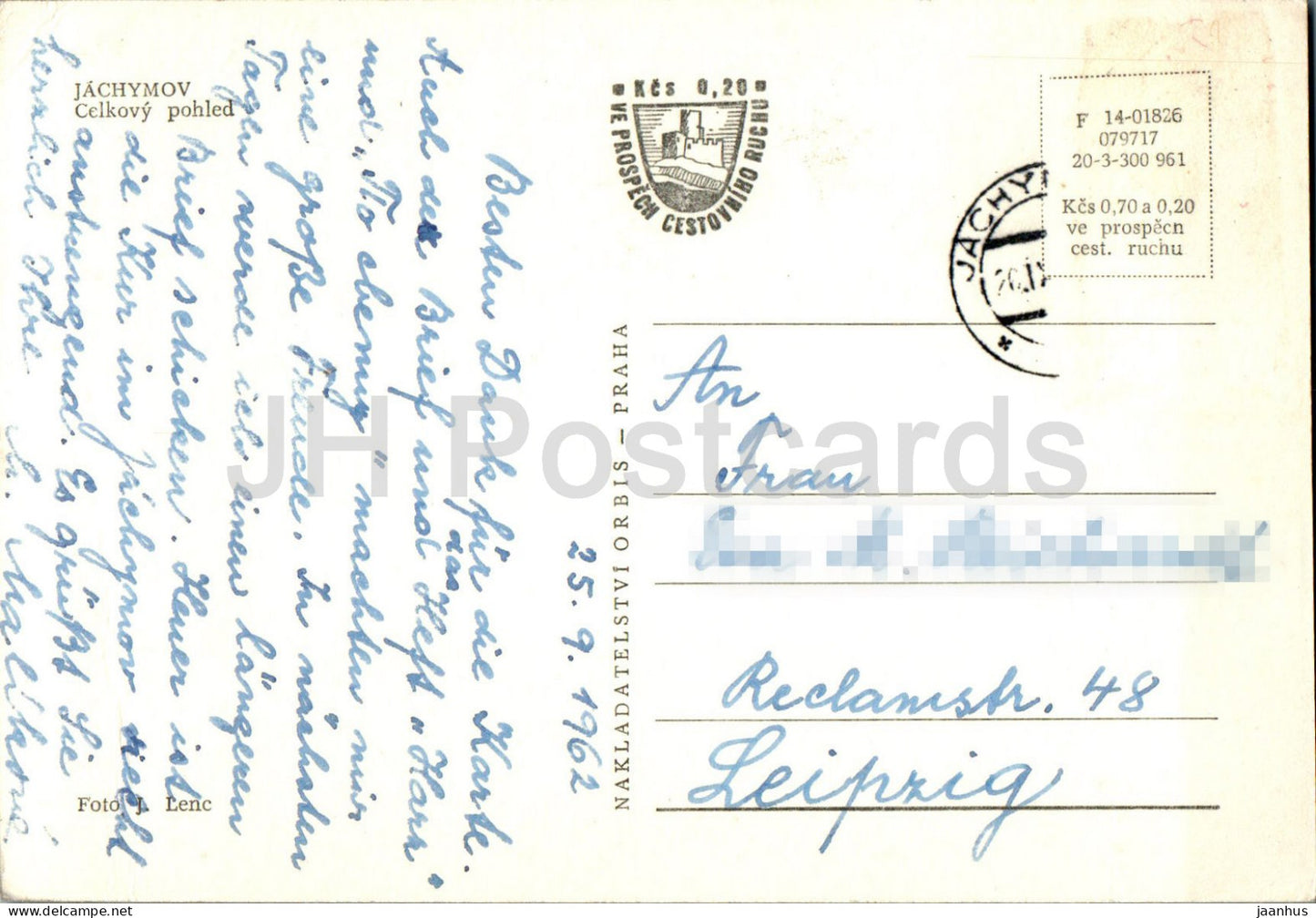 Jachymov - Celkovy pohled - general view - 1962 - Czech Repubic - Czechoslovakia - used