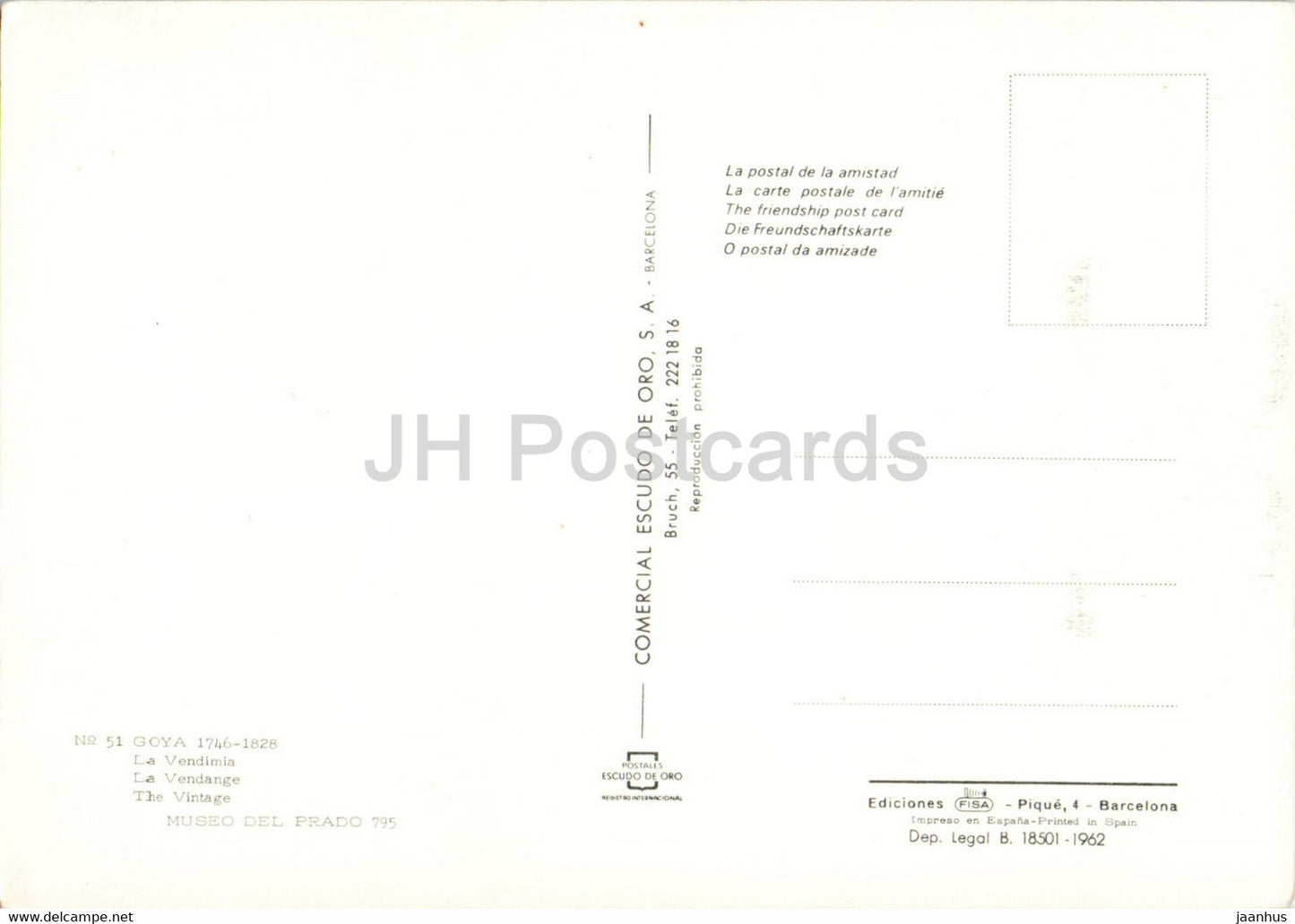painting by Goya - La Vendimla - The Vintage - Spanish art - Spain - unused