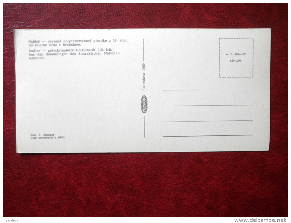 Piper - wood - from the collections of the Slovak National Museum - 1969 - Slovakia Czechoslovakia - unused - JH Postcards