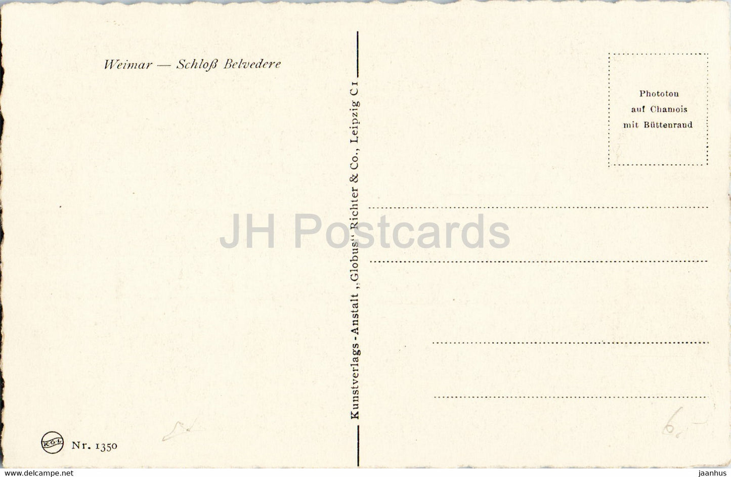 Weimar - Schloss Belvedere - castle - 1350 - old postcard - Germany - unused