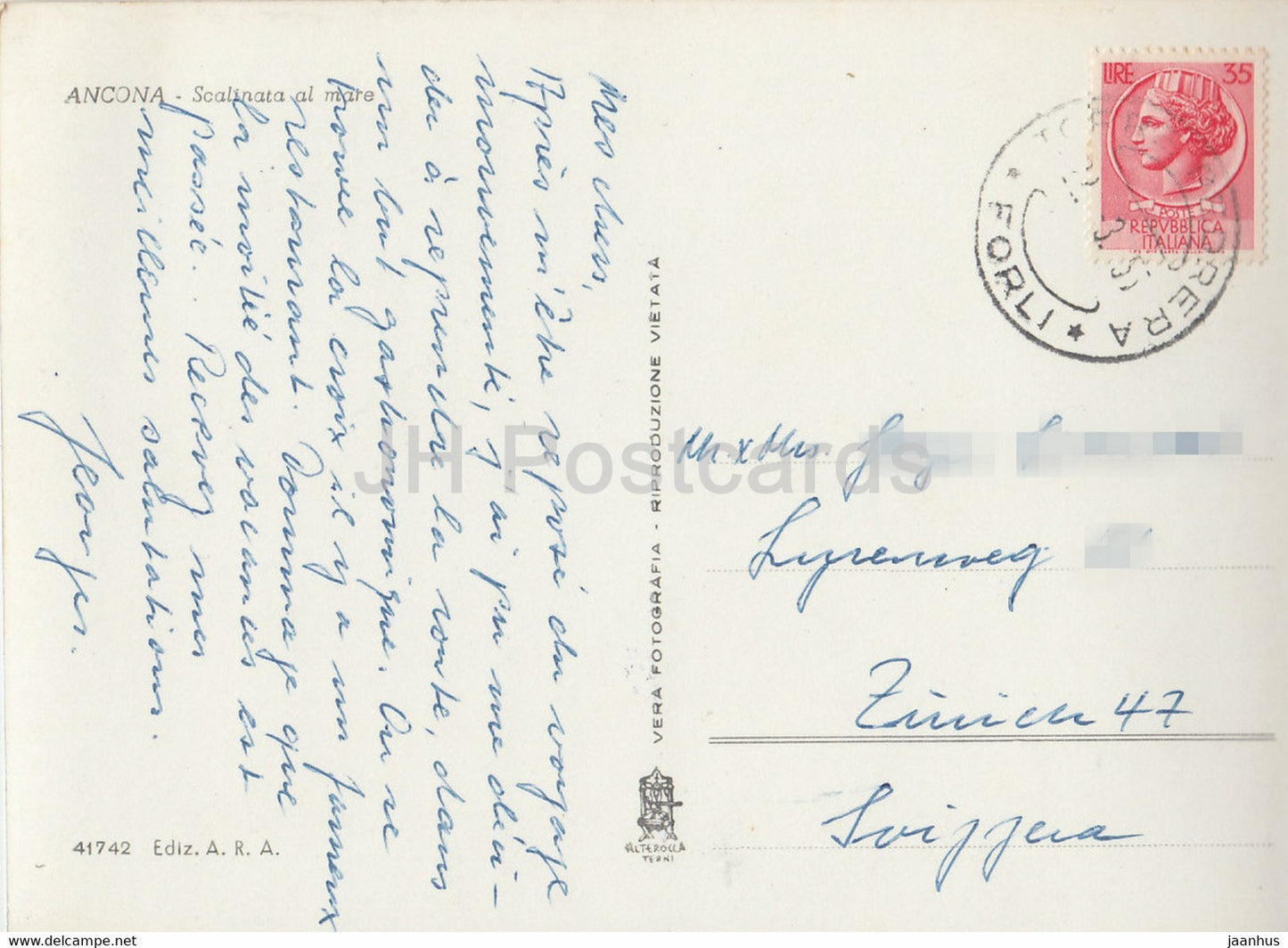 Ancona - Scalinata al Mare - Stairway to the sea - old postcard - 1955 - Italy - used