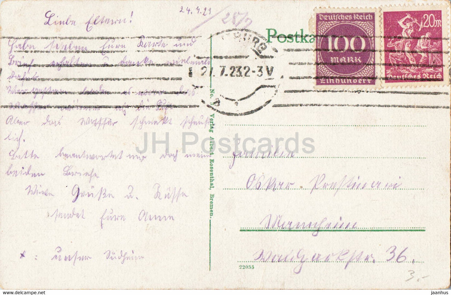 Helgoland - Westkuste - lighthouse - old postcard - 1923 - Germany - used