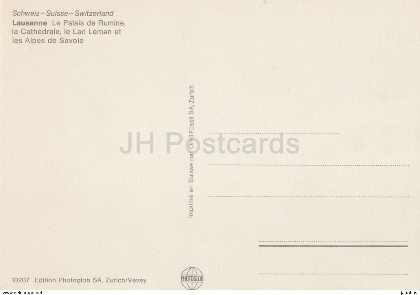 Lausanne - Le Palais de Rumine - la Cathedrale - Le Lac Leman - les Alpes de Savoie - Switzerland - unused
