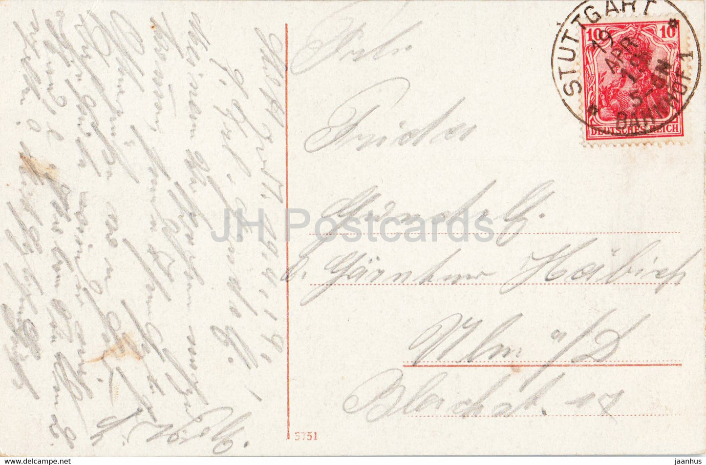 Stuttgart - Schlossplatz mit Neuem Schloss - castle - old postcard - 1919 - Germany - used