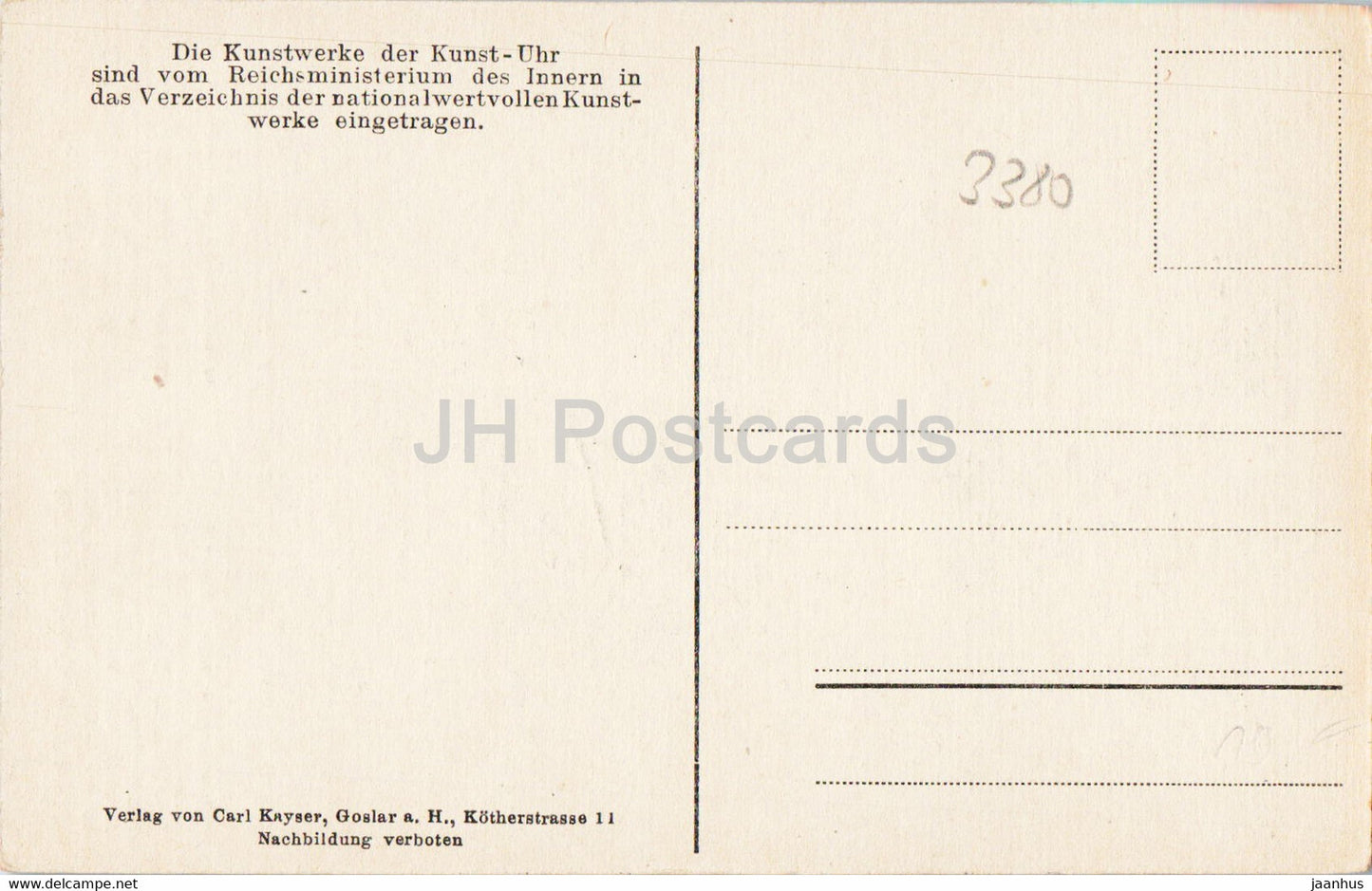 Goslar a H - Die alte historische Goslarer Kunst Uhr - clock - old postcard - Germany - unused