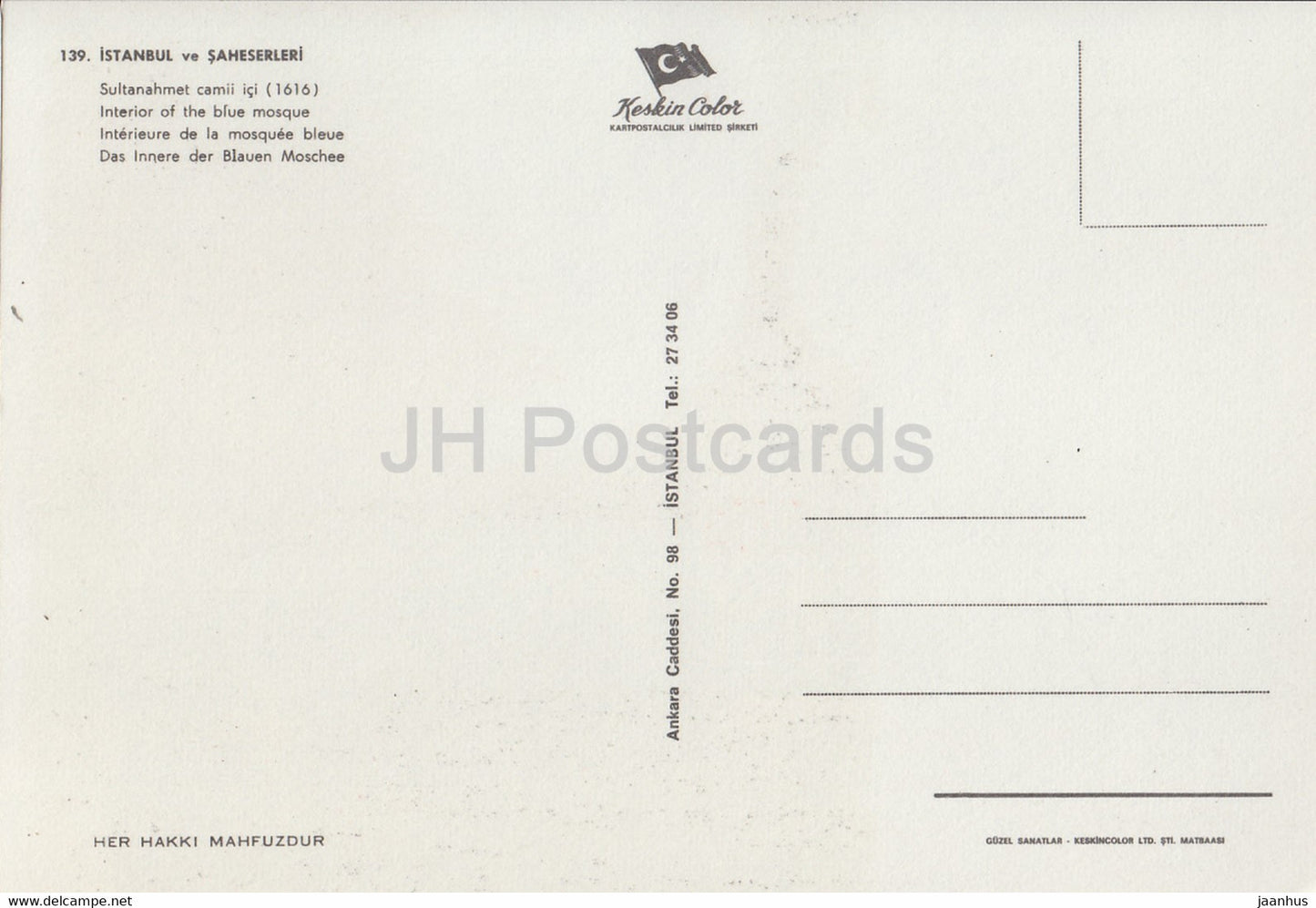Istanbul - Intérieur de la Mosquée Bleue - 139 - Turquie - inutilisé
