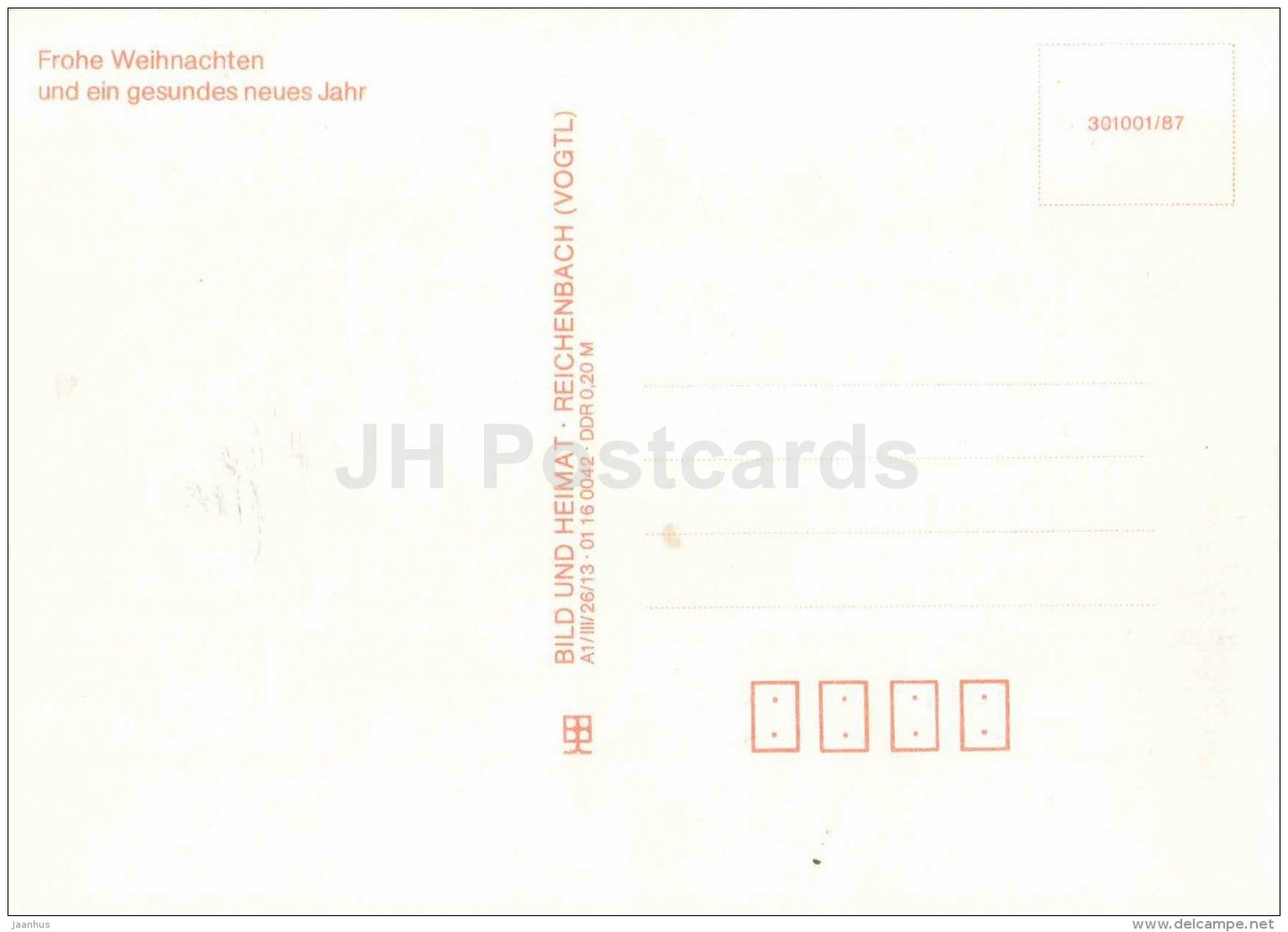 Christmas Greeting Card - winter - road - house - Germany - unused - JH Postcards