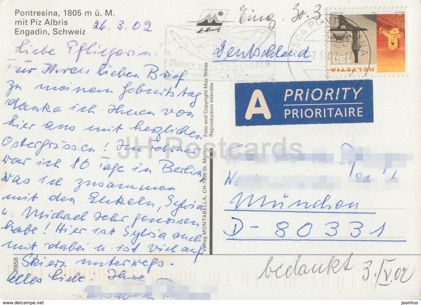 Pontresina 1805 m - Piz Albris - Engadin - 2002 - Switzerland - used