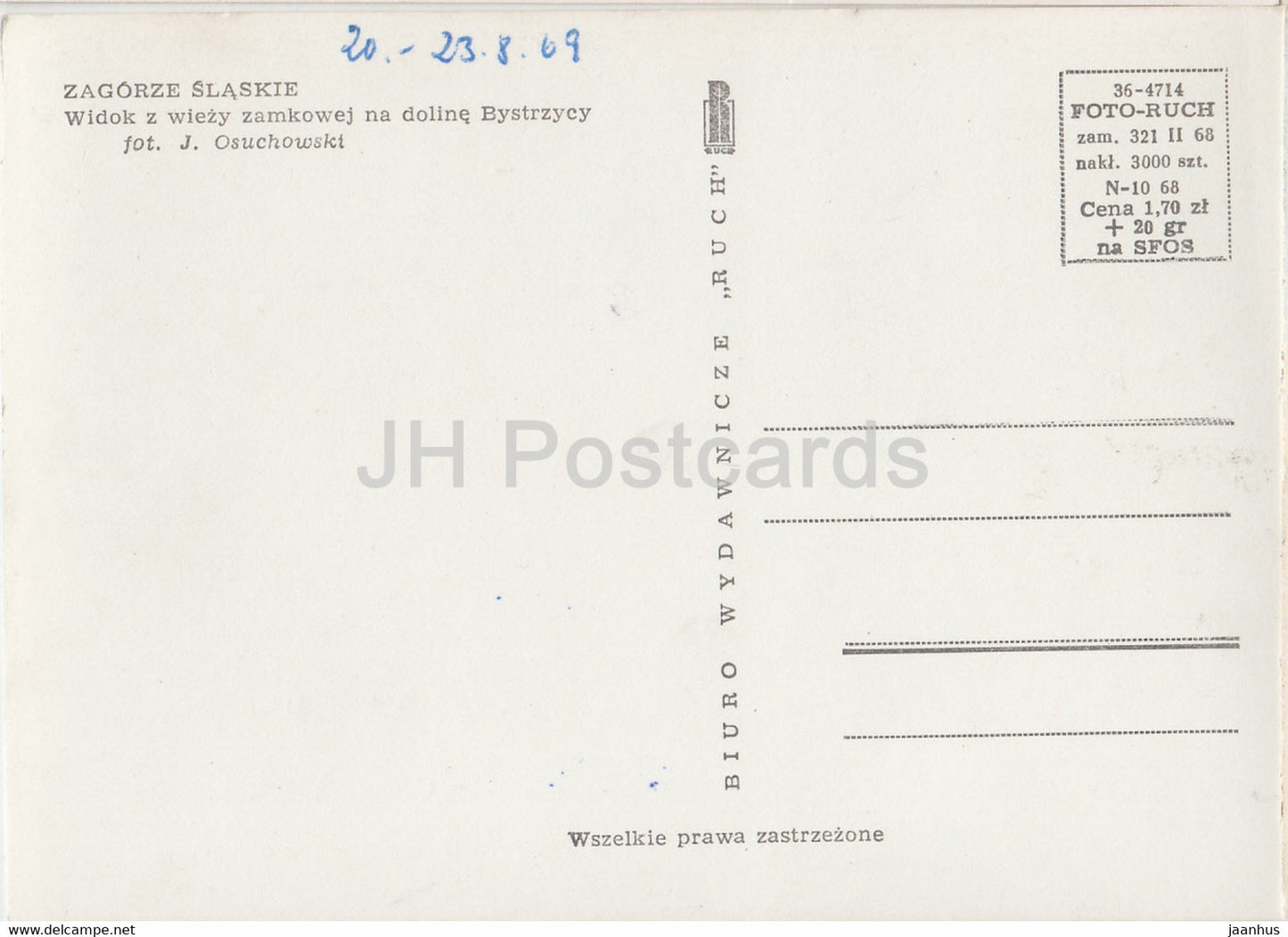 Zagorze Slaskie - Blick auf das Bystrzyca-Tal vom Burgturm aus - 1969 - Polen - unbenutzt