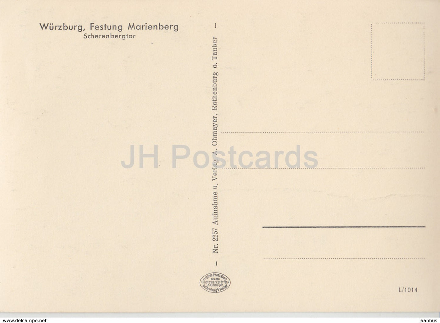 Wurzburg - Festung Marienberg - Scherenbergtor - old postcard - Germany - unused