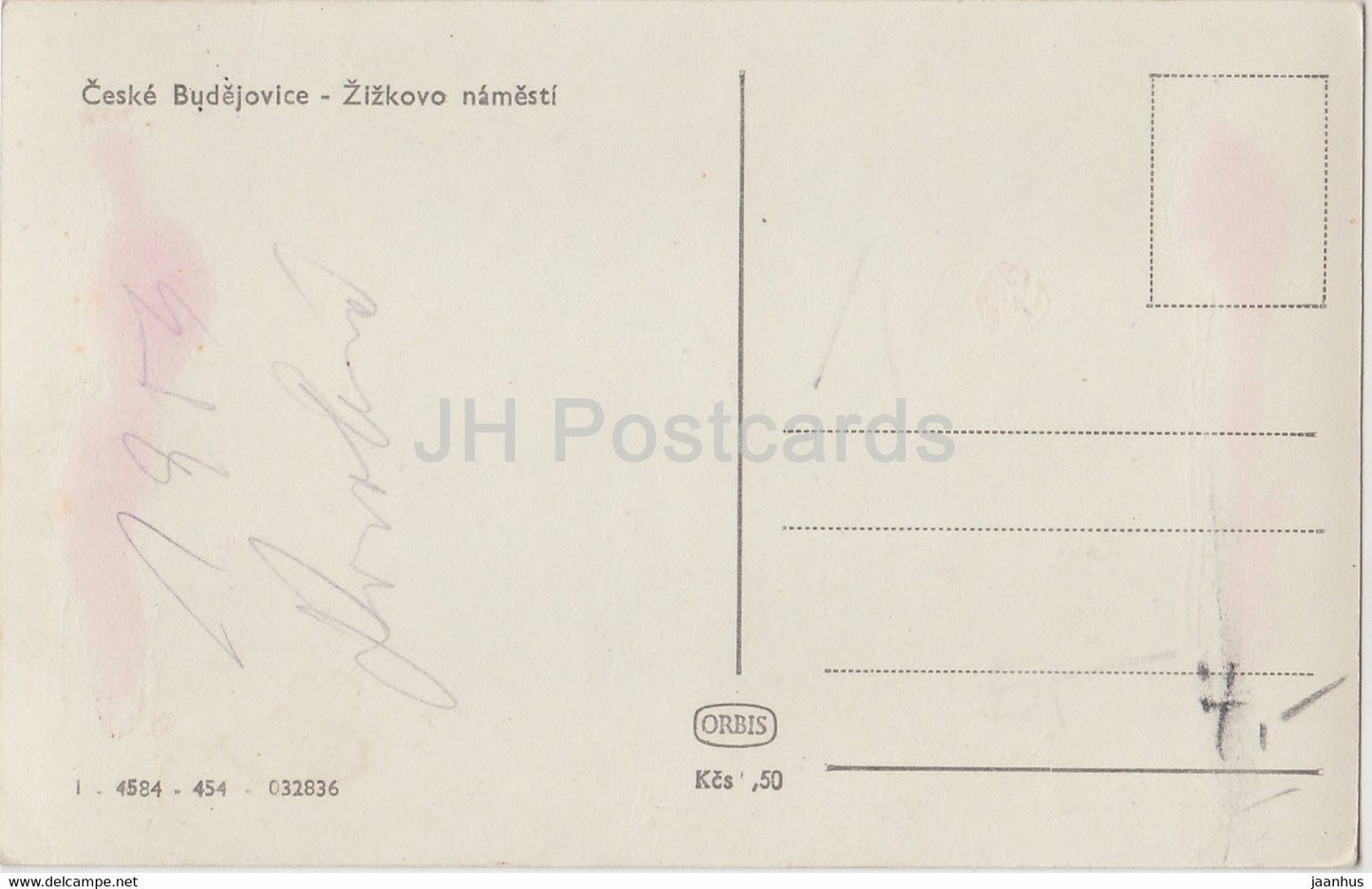 Ceske Budejovice - Zizkovo namesti - old postcard - Czechoslovakia - Czech Republic - used