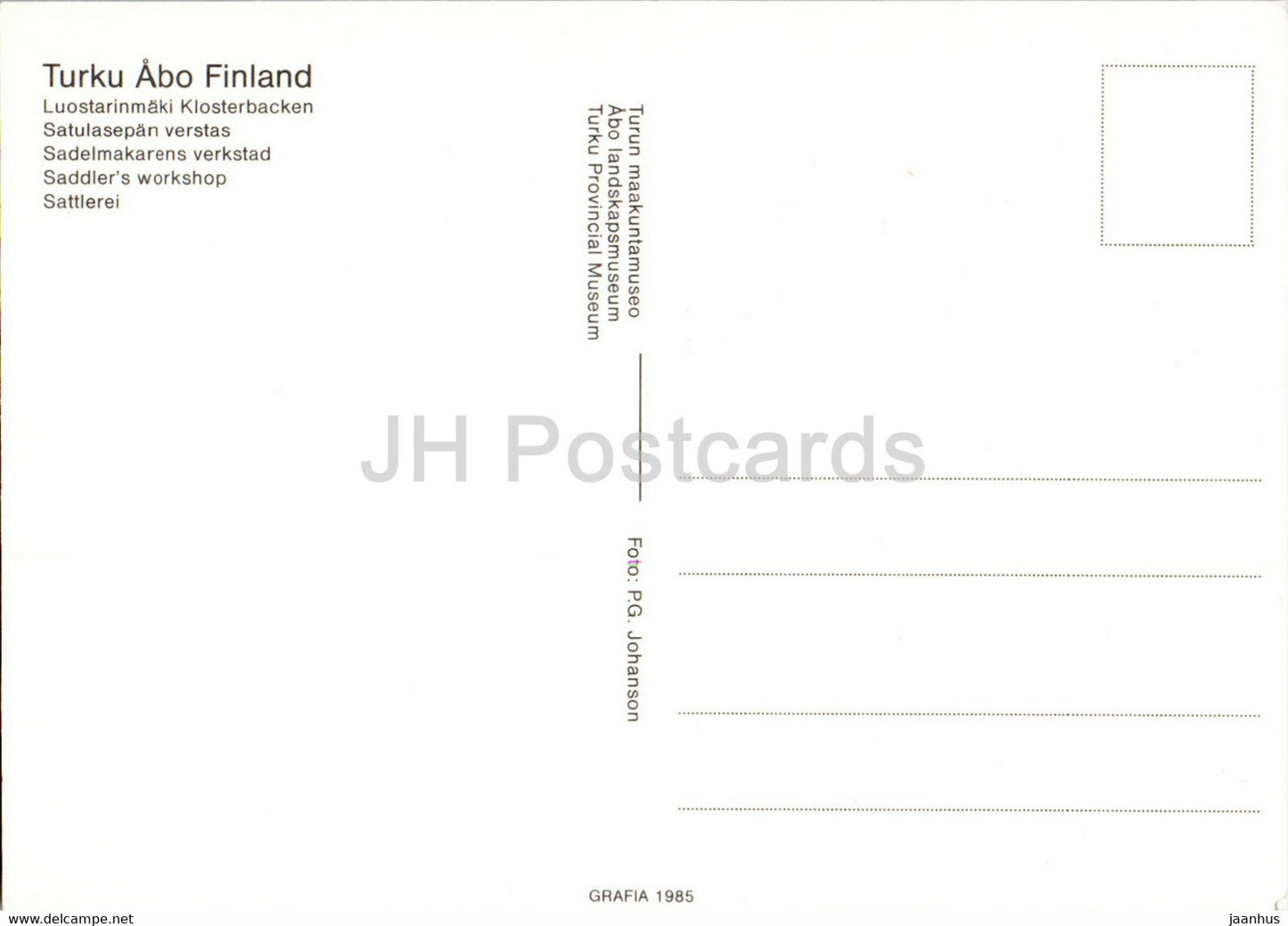 Turku - Abo - Atelier du sellier - musée - Finlande - inutilisé