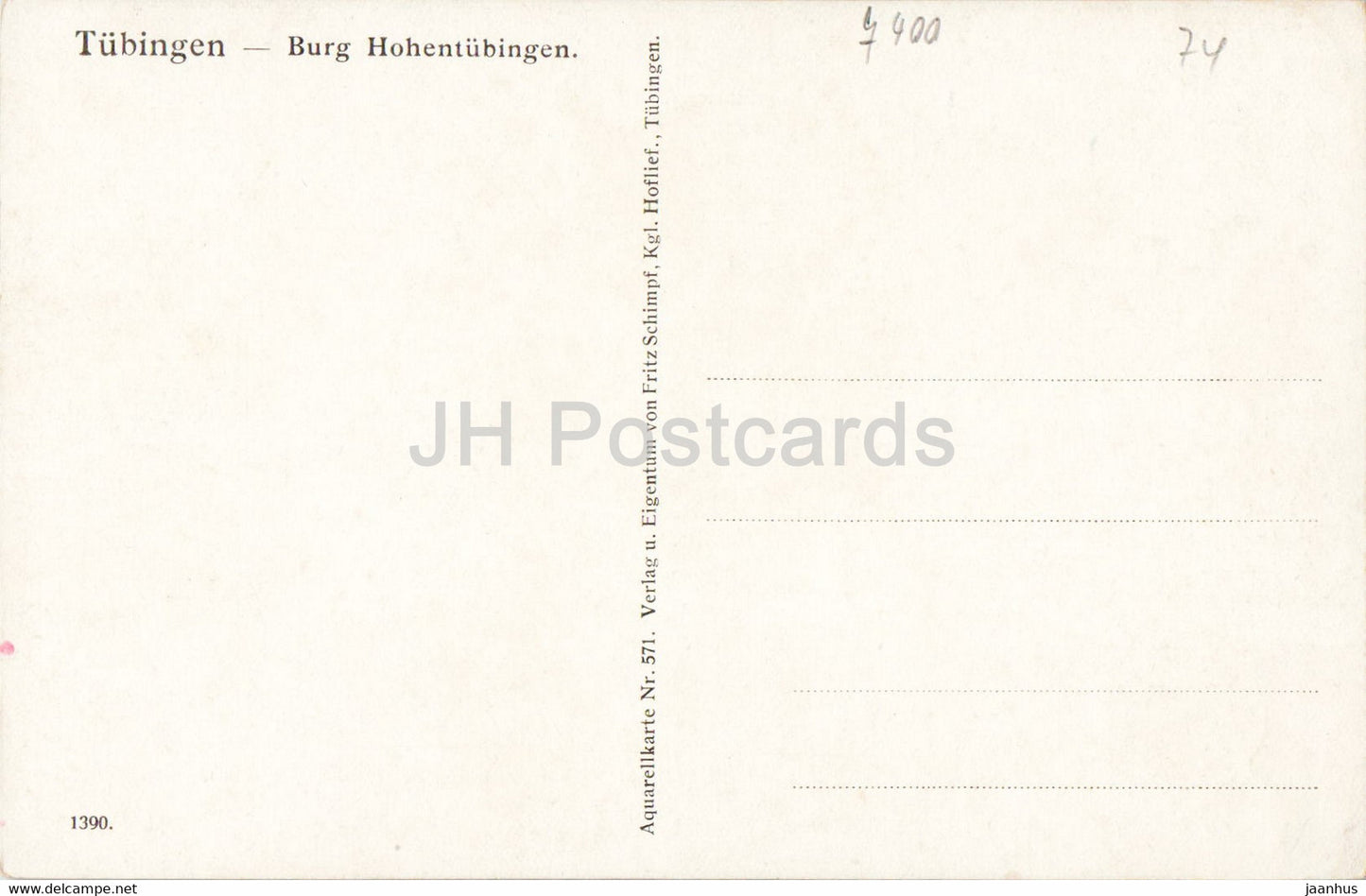 Tubingen - Burg Hohentubingen - château - carte postale ancienne - Allemagne - inutilisée