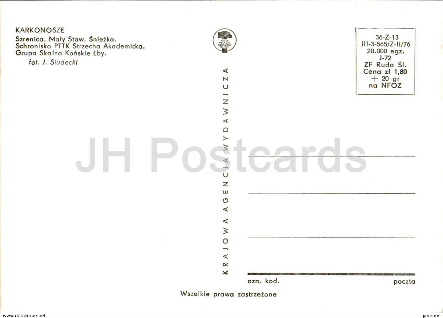 Karkonosze - Szrenica - Maly Staw - Sniezka - PTTK Strzecha Akademicka - Konskie Lby - multiview - Poland - unused