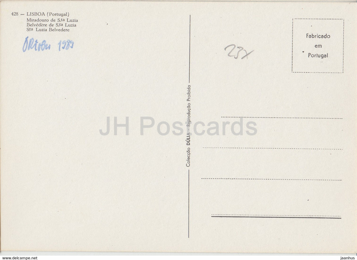 Lisbon - Lisboa - Miradouro de Sta Luzia - Belvedere - 428 - 1989 - Portugal - used