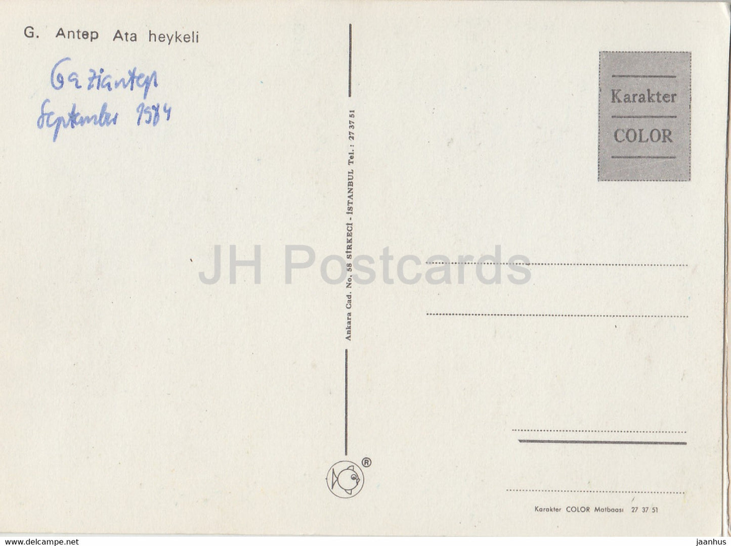 Gaziantep - Antep - Monument - cheval - 1984 - Turquie - utilisé