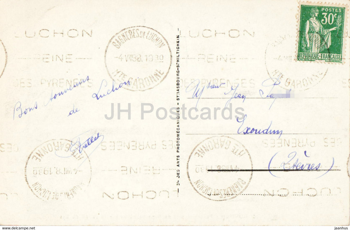 Luchon - Panorama pris de Superbagneres sur la vallee du Lys - 76 - old postcard - 1938 - France - used