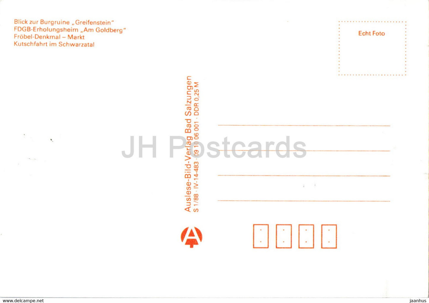 Bad Blankenburg - Burgruine Greifenstein - FDGB Erholungsheim Am Goldberg - horse carriage - Germany DDR - unused