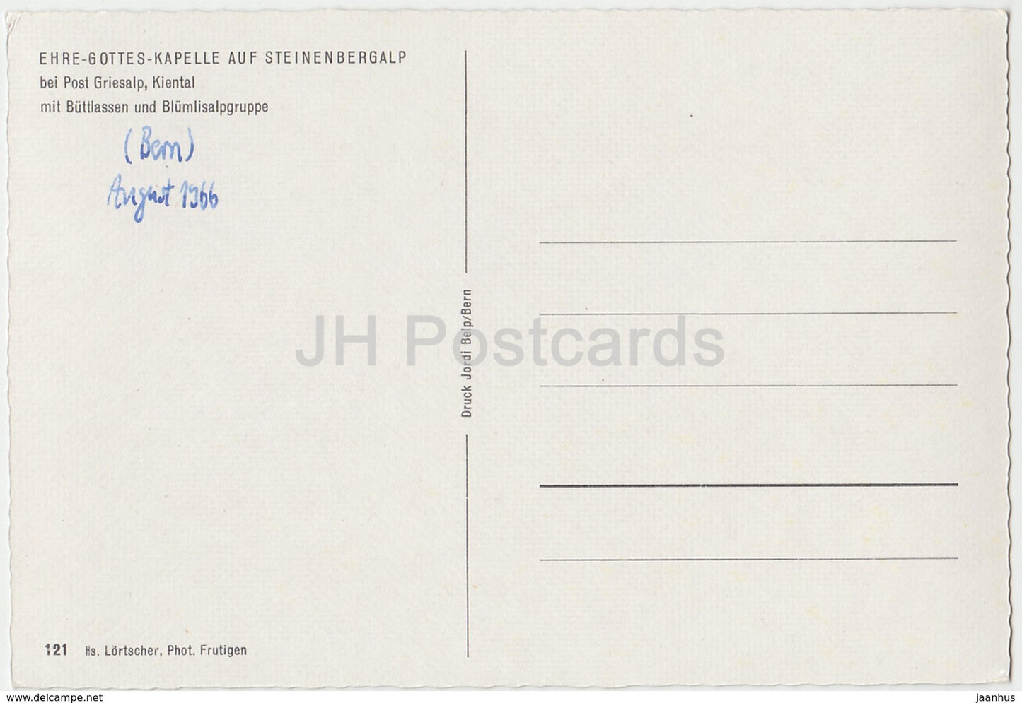 Ehre-Gottes-Kapelle auf Steinenbergalp - 121 - Suisse - 1966 - occasion