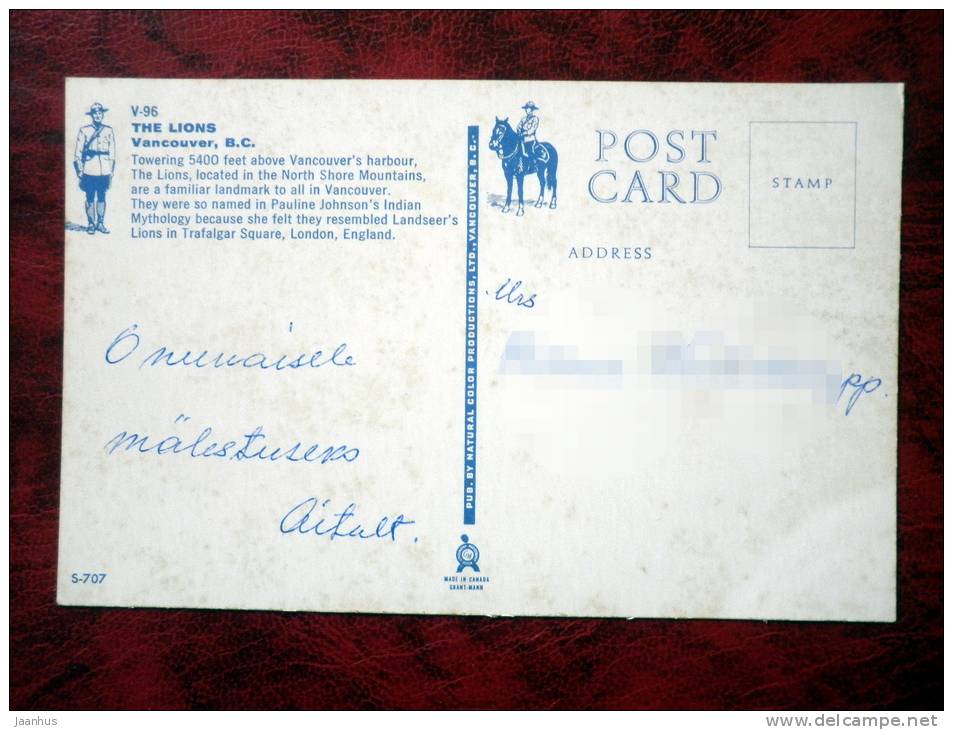 The Lions mountain - Vancouver - British Columbia - Canada - used - JH Postcards