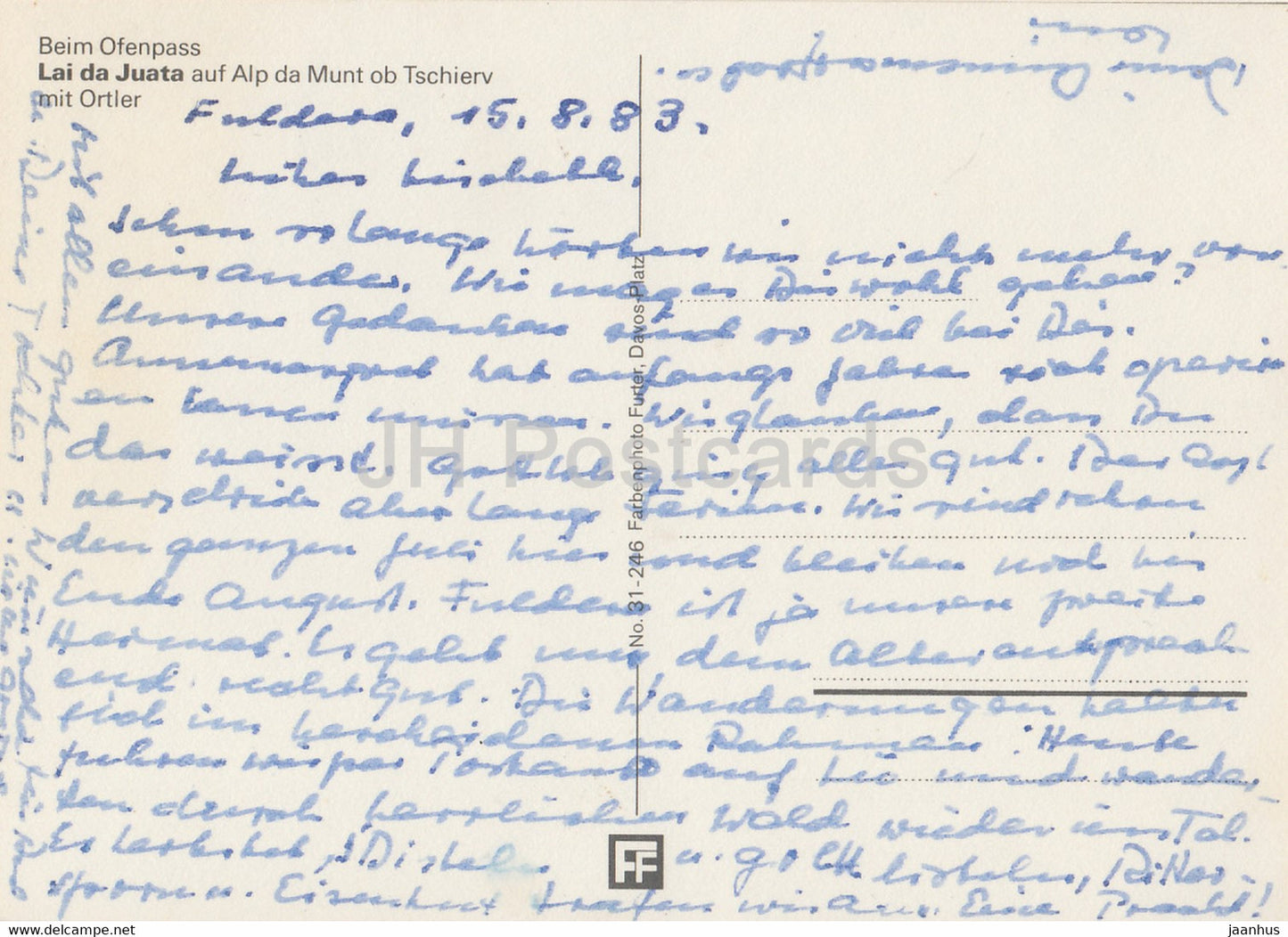 Beim Offenpass - Lai da Juata auf Alp da Munt ob Tschierv mit Oltrel - 1983 - Schweiz - gebraucht