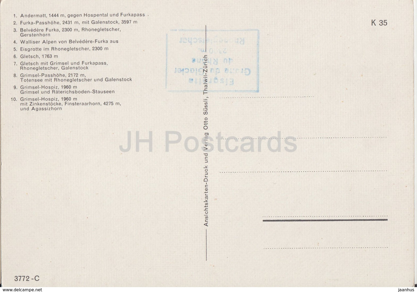 Furka - Grimsel - Andermatt - Galenstock - Rhonegletscher - Gletsch - Grimsel - Suisse - inutilisé