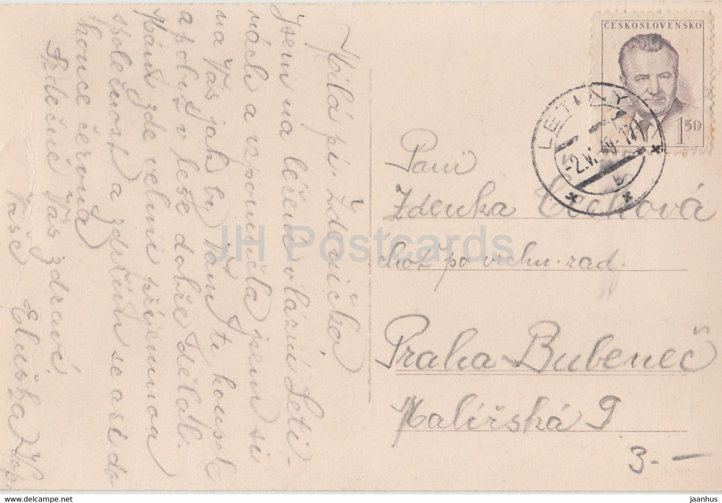 Letiny - alte Postkarte - Tschechoslowakei - Tschechische Republik - gebraucht