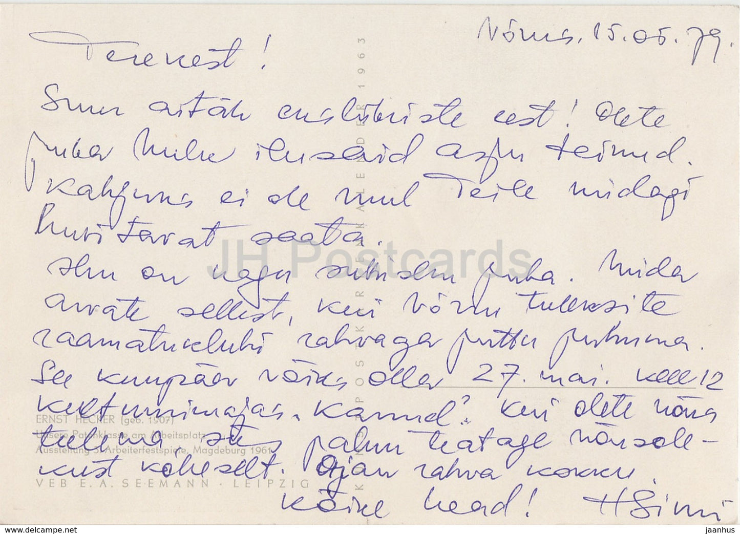 peinture d'Ernst Hecker - Unsere Patenklasse am Arbeitsplatz - Art allemand - 1963 - Allemagne DDR - utilisé