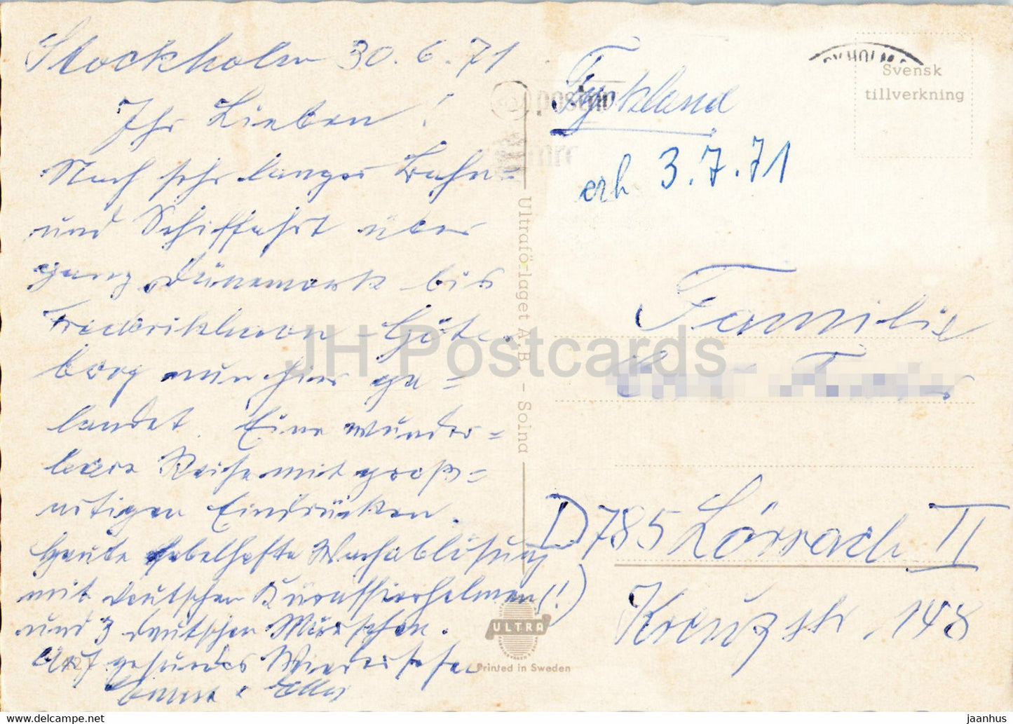 Stockholm - Halsning fran Stockholm - Kungstradgarden - Stadshuset - 1971 - Sweden - used