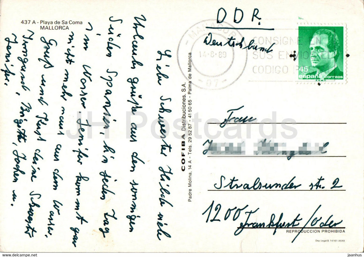 Playa de sa Coma - beach - Mallorca - 437 - 1989 - Spain - used