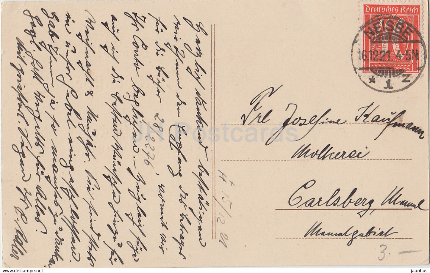 Weihnachtsgrußkarte - Herzliche Glückwünsche zum Heiligen Weihnachtsfeste - alte Postkarte - 1921 - Deutschland - gebraucht