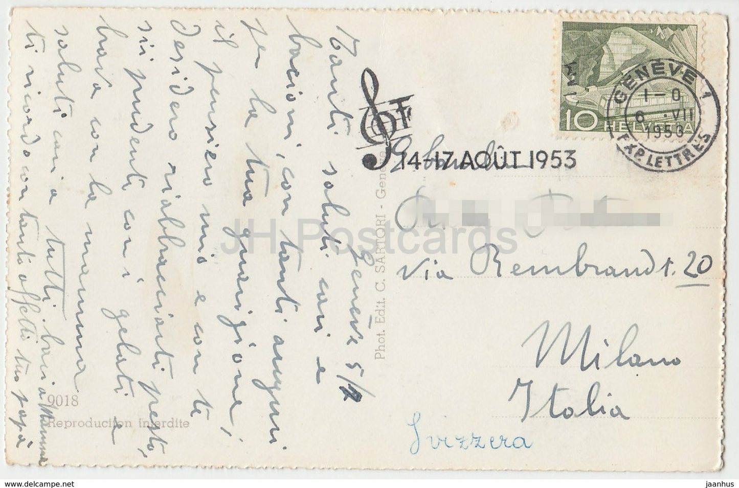 Geneve - Geneva - Souvenir de Geneve - boat - bridge - multiview - 9018 - Switzerland - 1956 - used